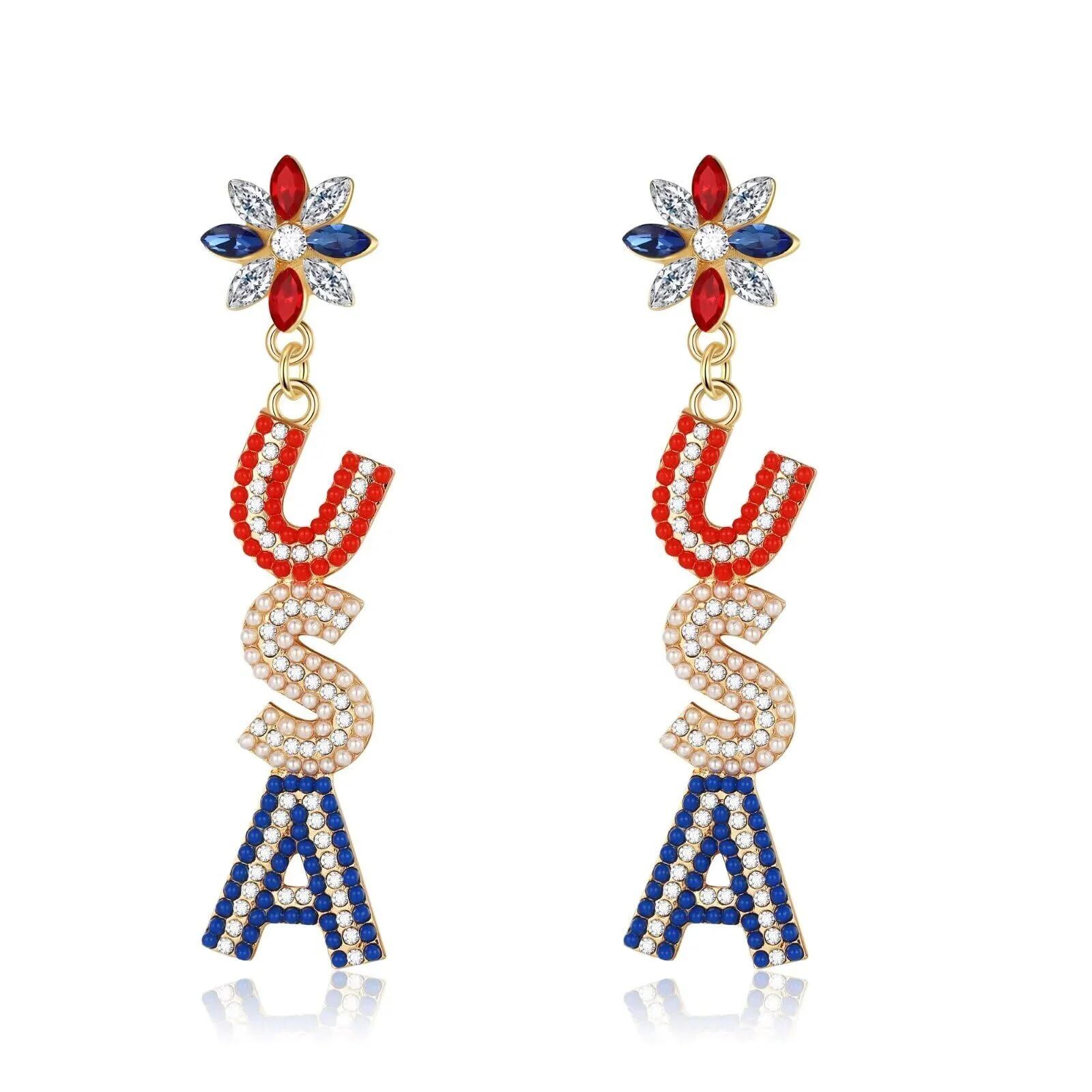 Turandoss American Flag Earrings for Women Girls, 4th of July Red White Blue USA Earring Patrioti... | Walmart (US)