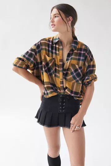 BDG Karl Slouchy Flannel Button-Down Shirt | Urban Outfitters (US and RoW)