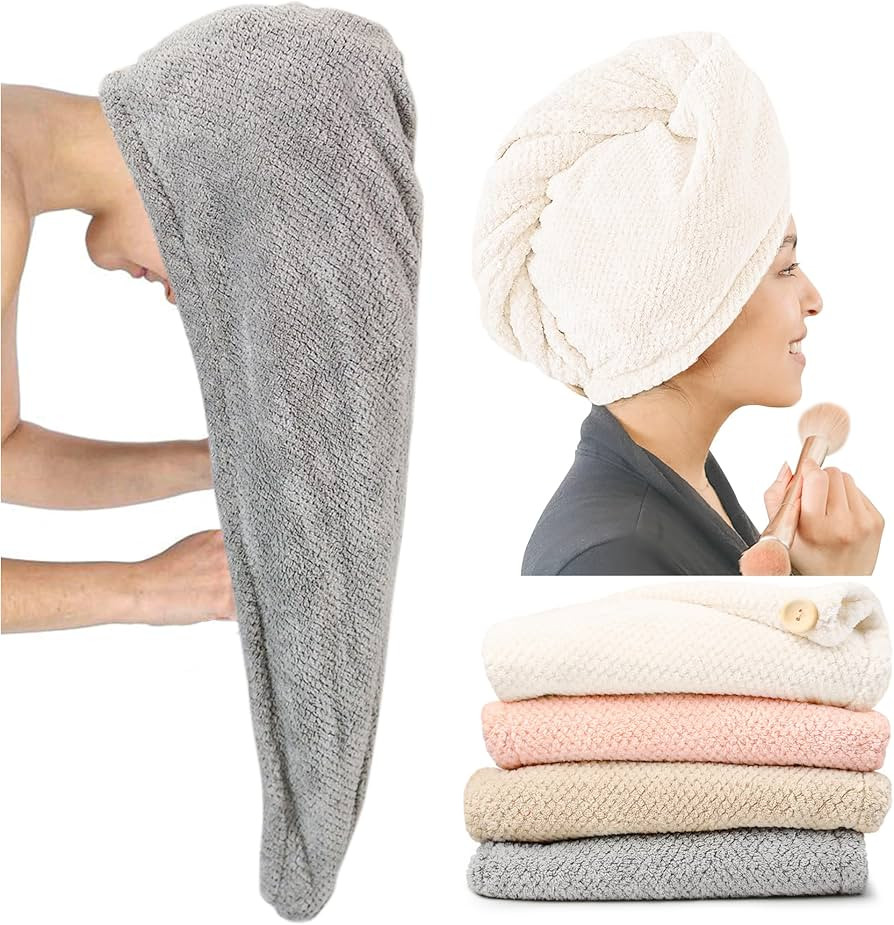 ROLSHOL 4 Pack Extra Large Microfiber Hair Towel Wraps for Women | Amazon (US)