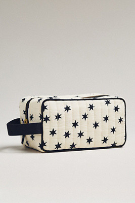 Maeve Two-Tone Patterned Puffy Cosmetic Bag | Anthropologie (US)
