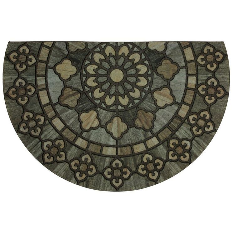 1'9"X2'9" Floral Half-circle Doormat Black - Mohawk | Target