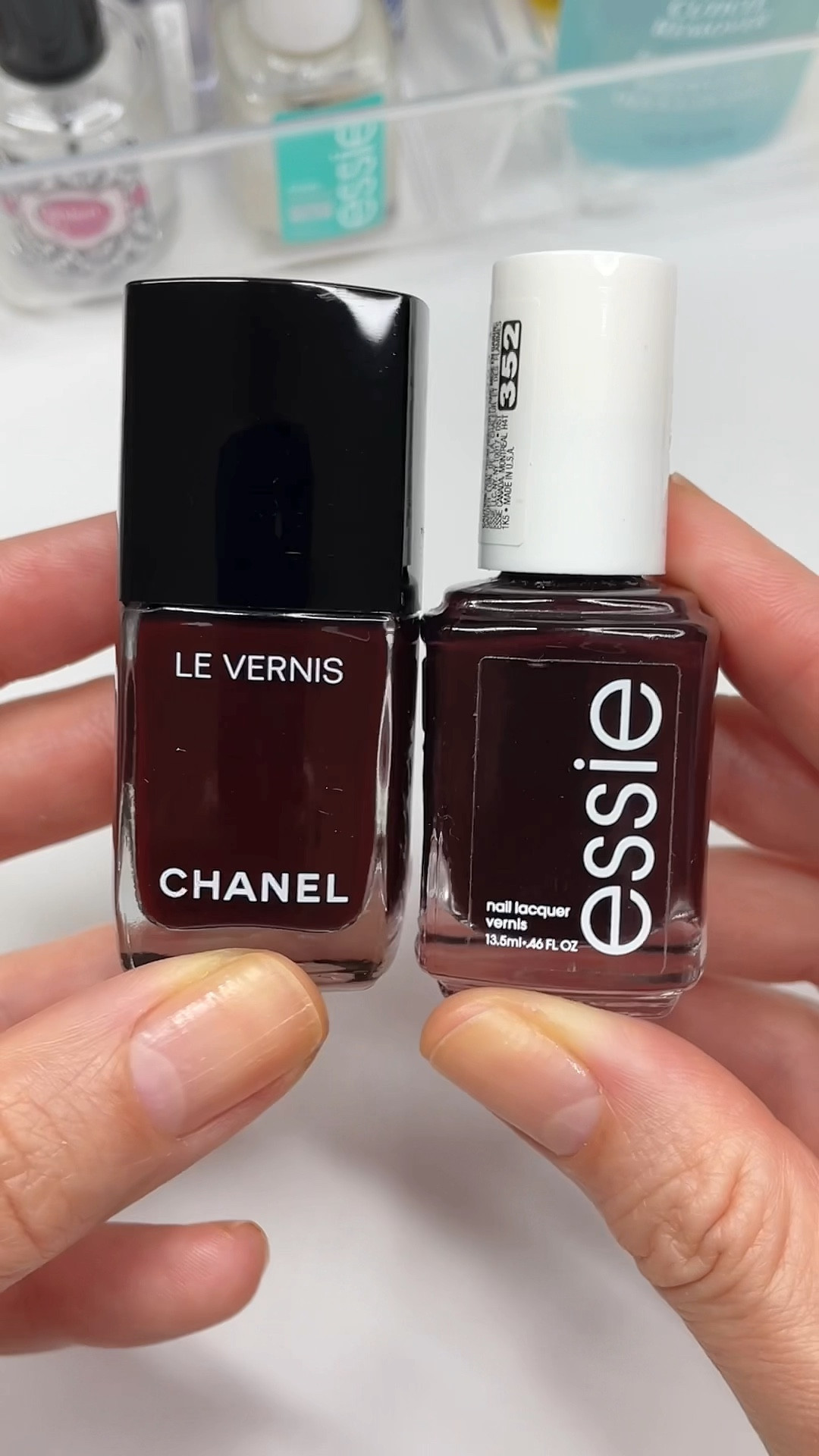 Fall nails: Chanel Rouge Noir vs essie Wicked #fallnails #fallstyle #ltkbeauty
