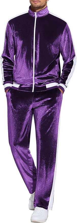 COOFANDY Mens Tracksuit 2 Piece Set Velour Velvet Sweatsuit Jogging Suits Full Zip Jacket Pants O... | Amazon (US)