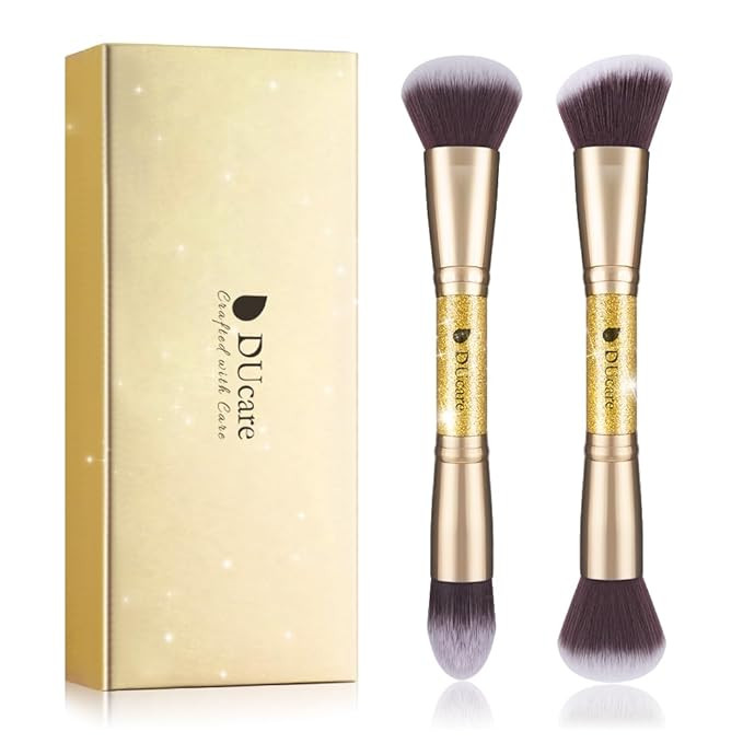 DUcare Makeup Brushes Duo End Foundation Powder Buffer and Contour Brush Synthetic Cosmetic Tools... | Amazon (US)