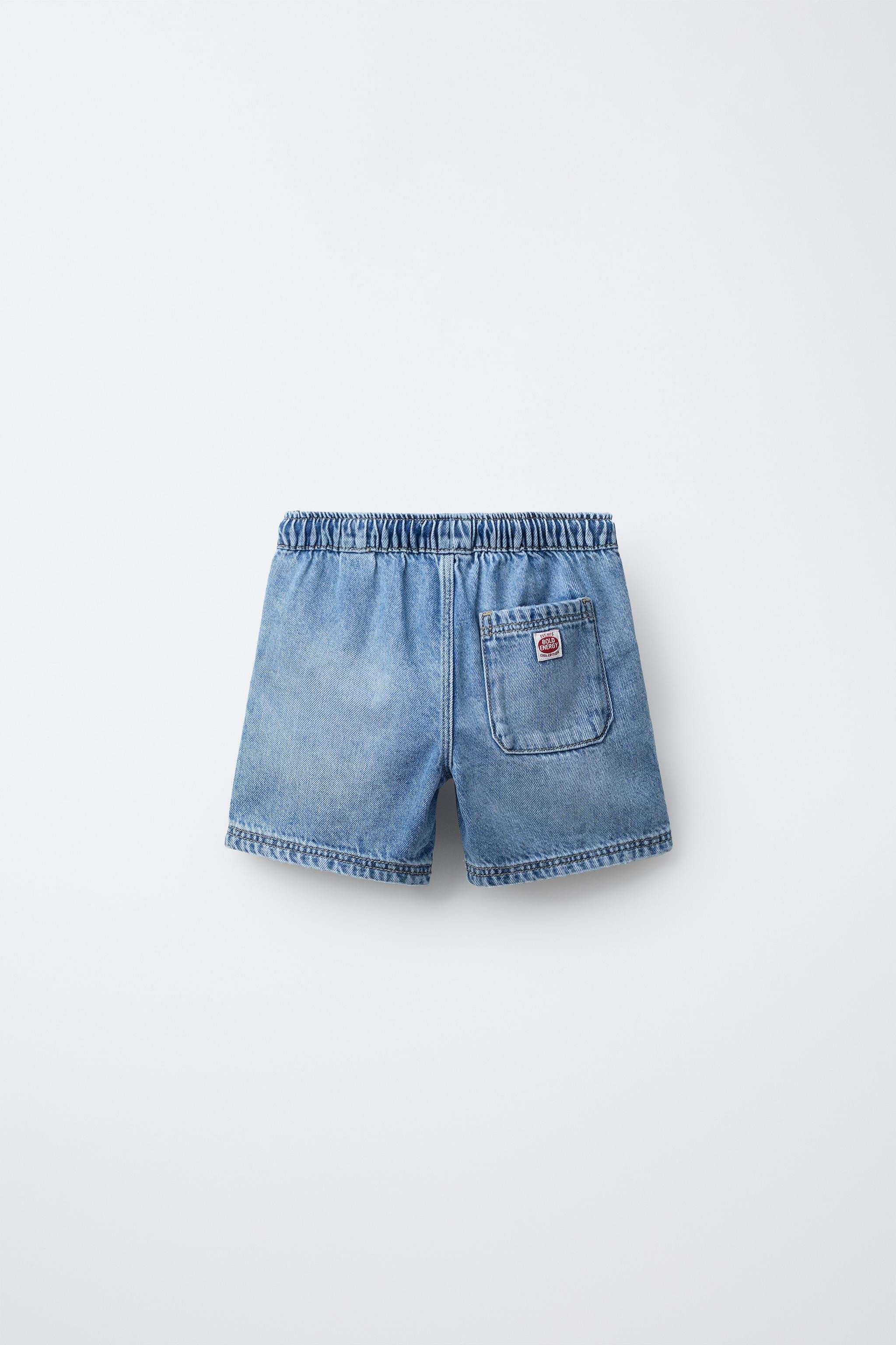 DENIM SHORTS WITH LABEL | Zara US