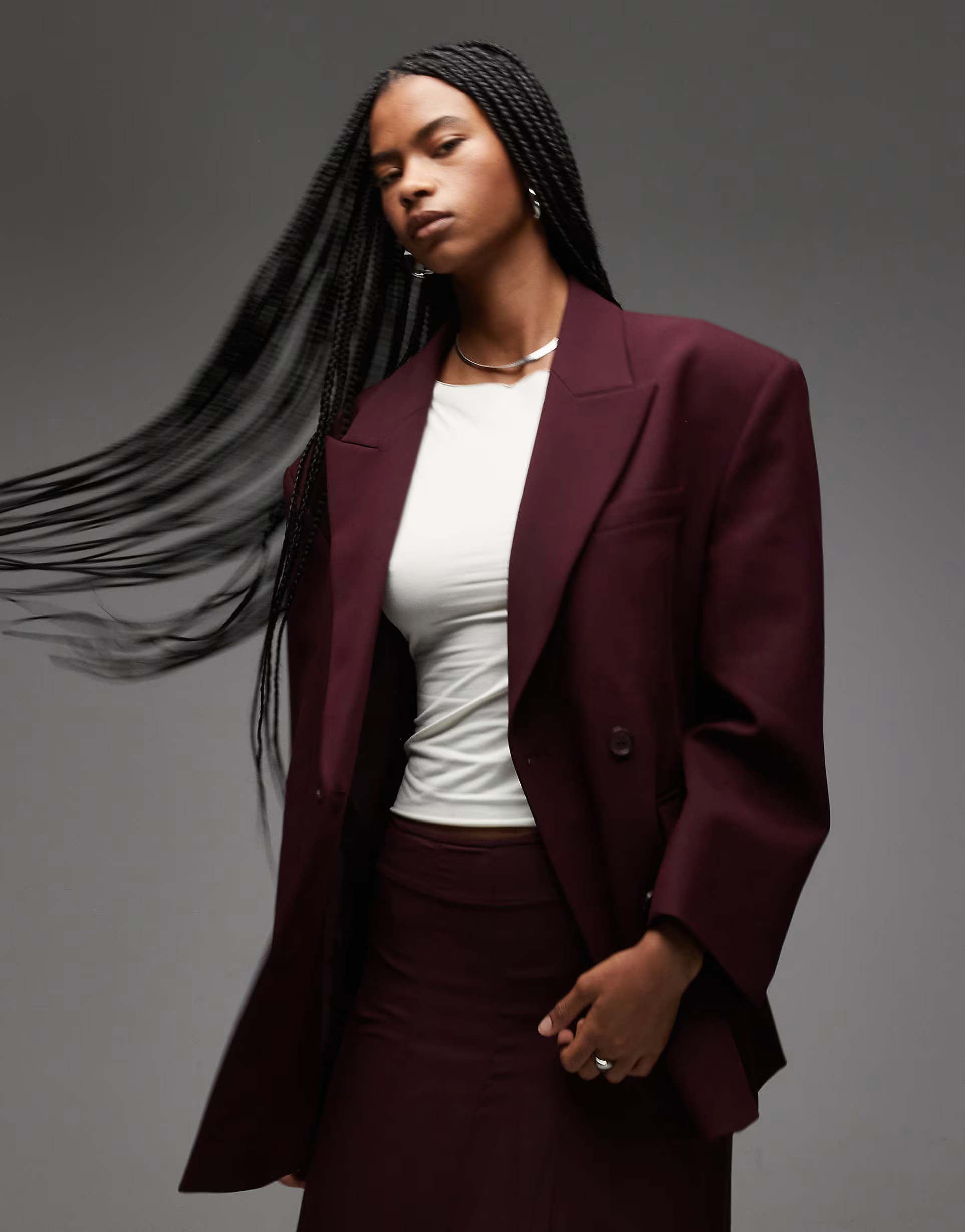 ASOS DESIGN double breasted oversized blazer in plum | ASOS | ASOS (Global)