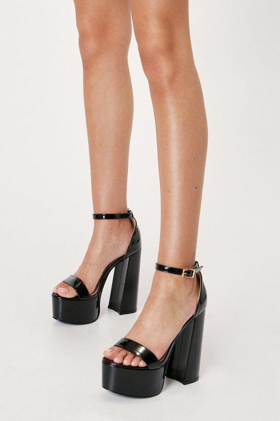 Metallic Open Toe Platform Heeled Sandals | Nasty Gal (US)