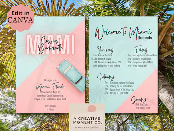 Miami Bachelorette Invitation Template Miami Bachelorette - Etsy | Etsy (US)