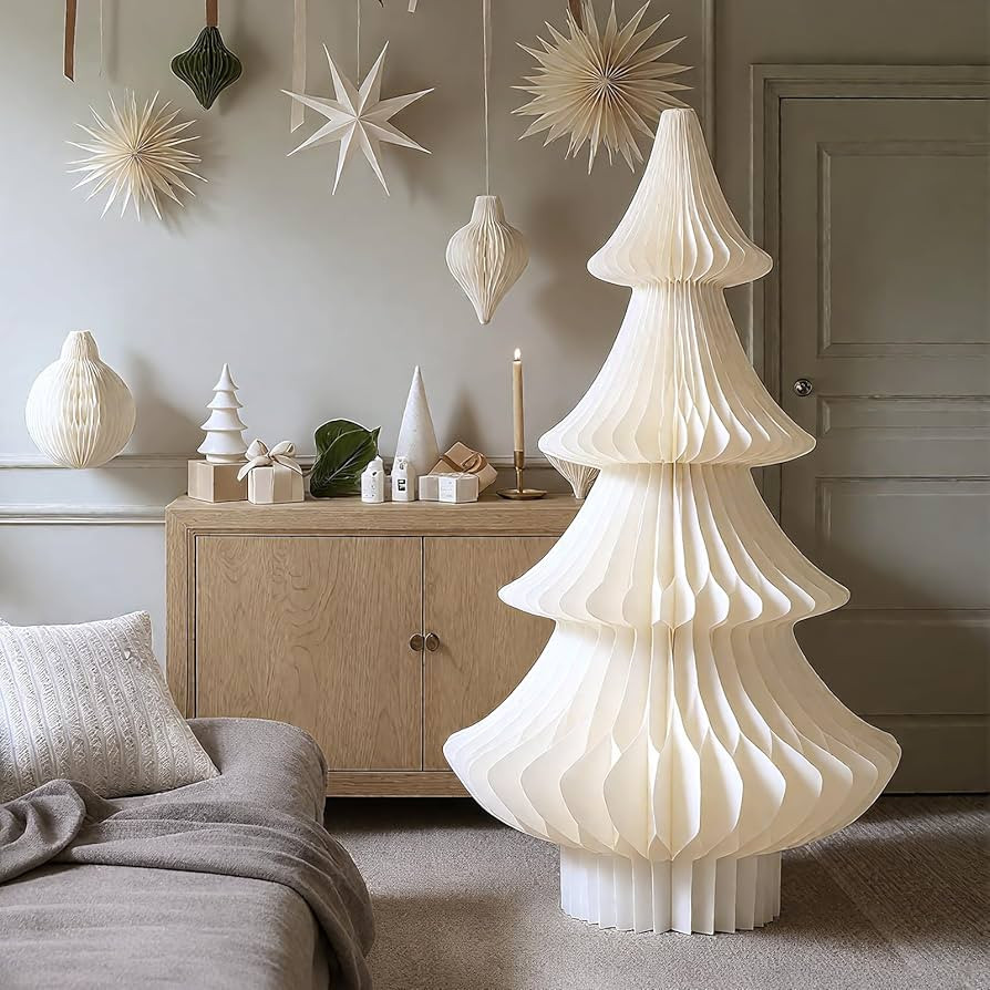 Spiareal 7 ft Beige White Extra Large Honeycomb Paper Christmas Tree | Amazon (US)