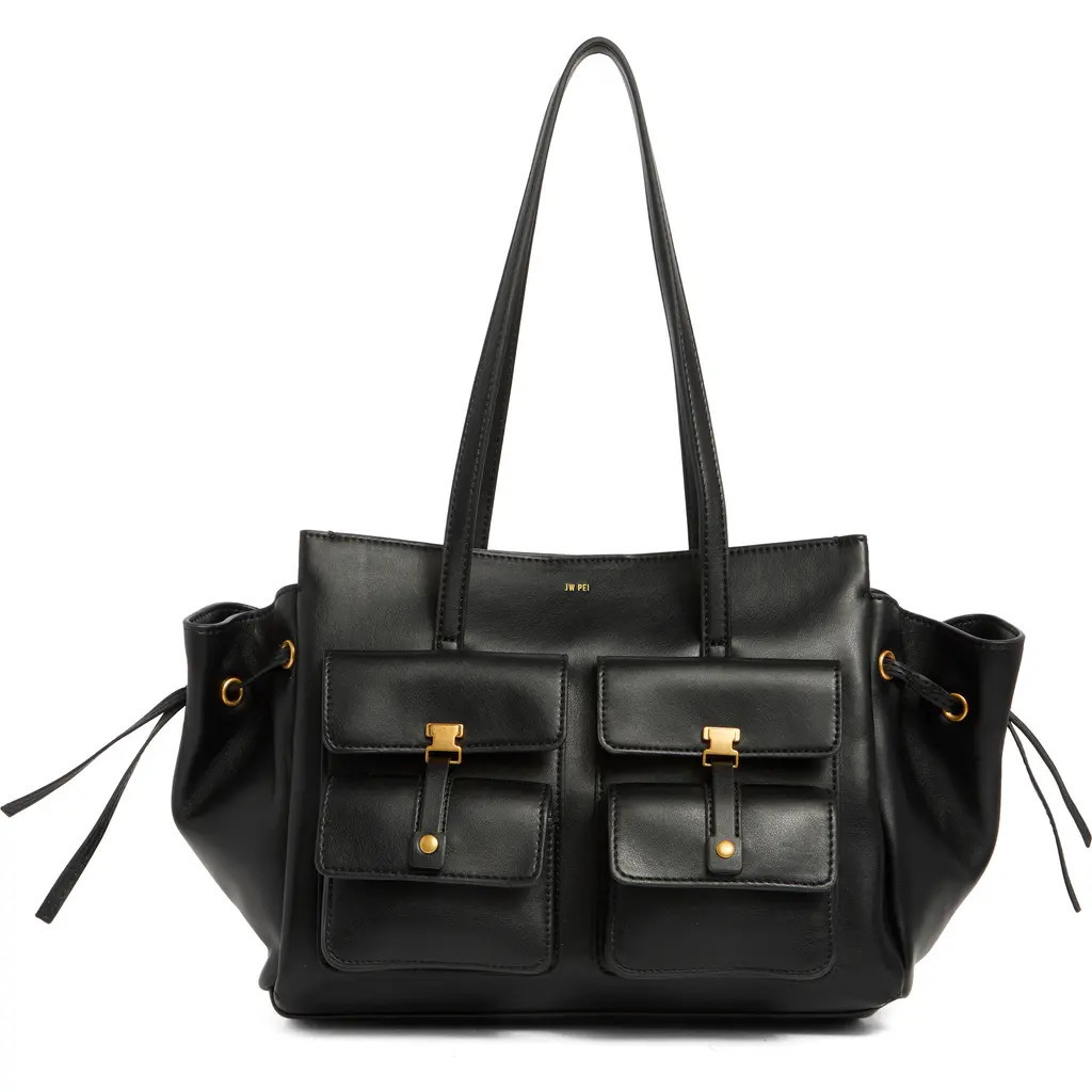 JW PEI Linda Small Faux Leather Tote in Black at Nordstrom | Nordstrom
