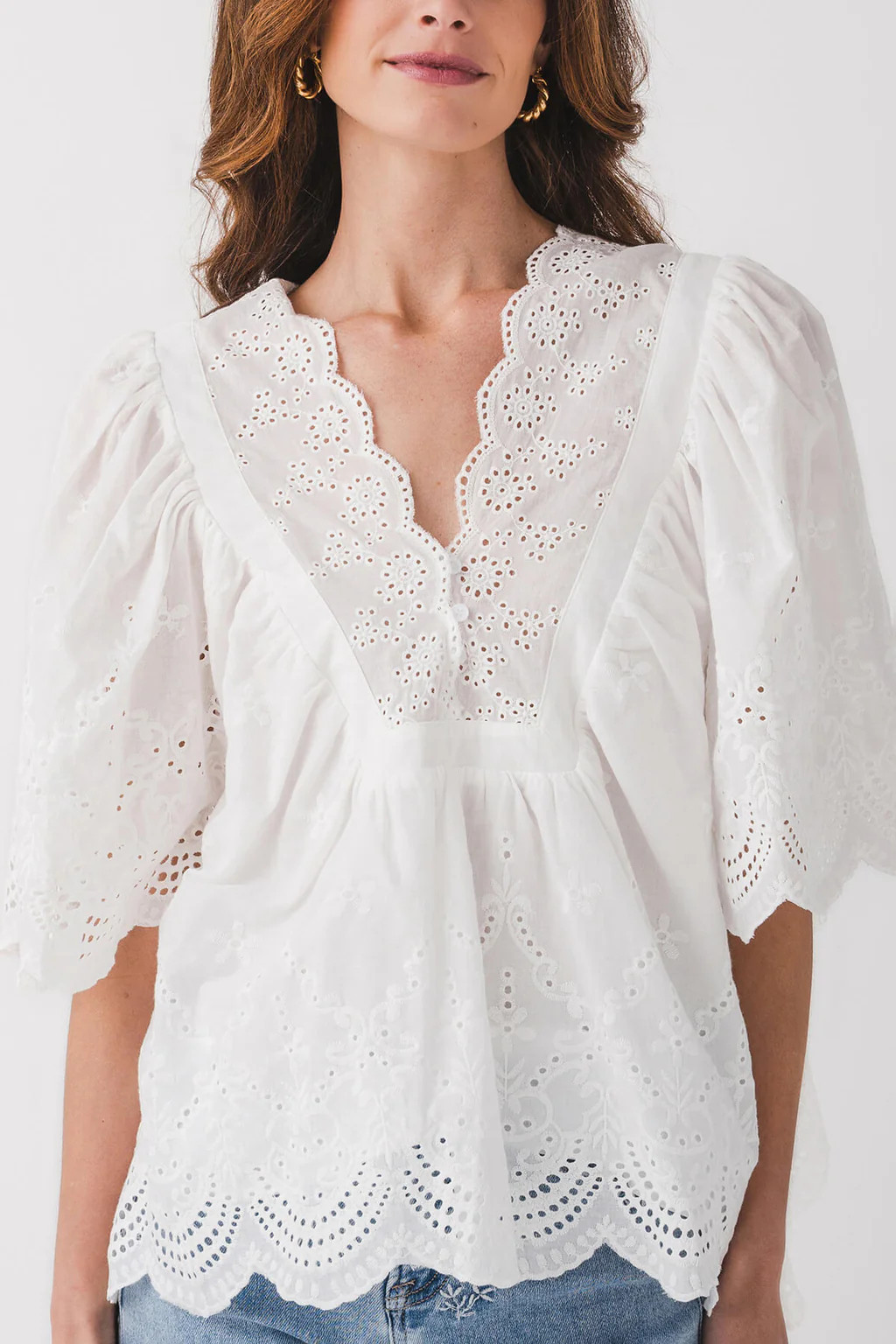 Fate Short Sleeve Eyelet Top | Social Threads