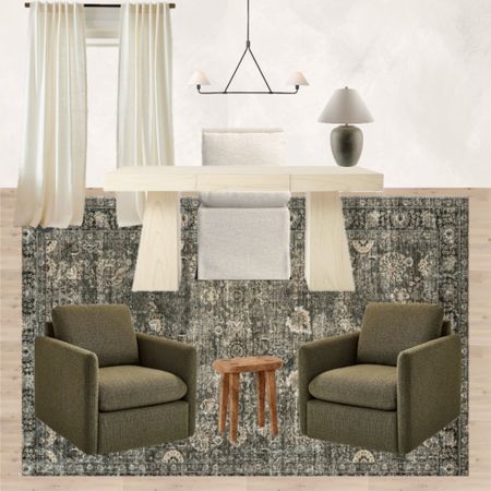 Office inspo 
Cb2 desk 
Accent Boucle chair
Upholstered dining chair 

#LTKhome #LTKworkwear #LTKstyletip