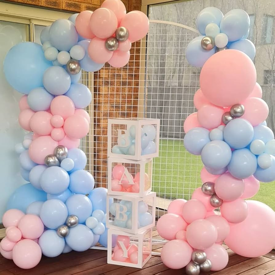 139pcs Gender Reveal Balloon Garland Arch Kit with Pink and Blue Balloons Silver Balloons for Boy... | Amazon (US)