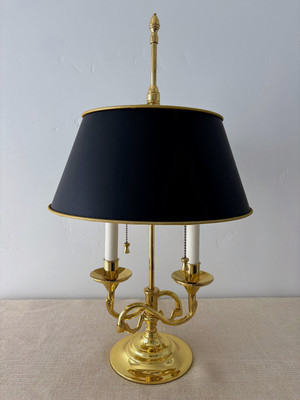 Baldwin Brass Serpentine Bouillotte Adjustable Two Arm Candlestick Lamp w/ Shade  | eBay | eBay US