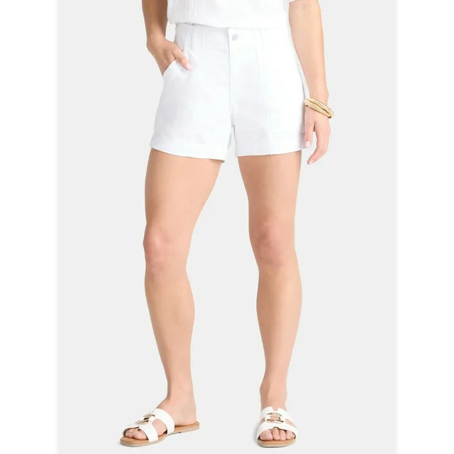 Time and Tru Women's and Women’s Plus High Rise Utility Shorts, Sizes 0-22 | Walmart (US)