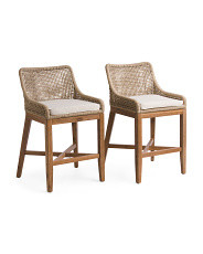 2pk Grid Weave Rope Wood Counter Stools | Marshalls