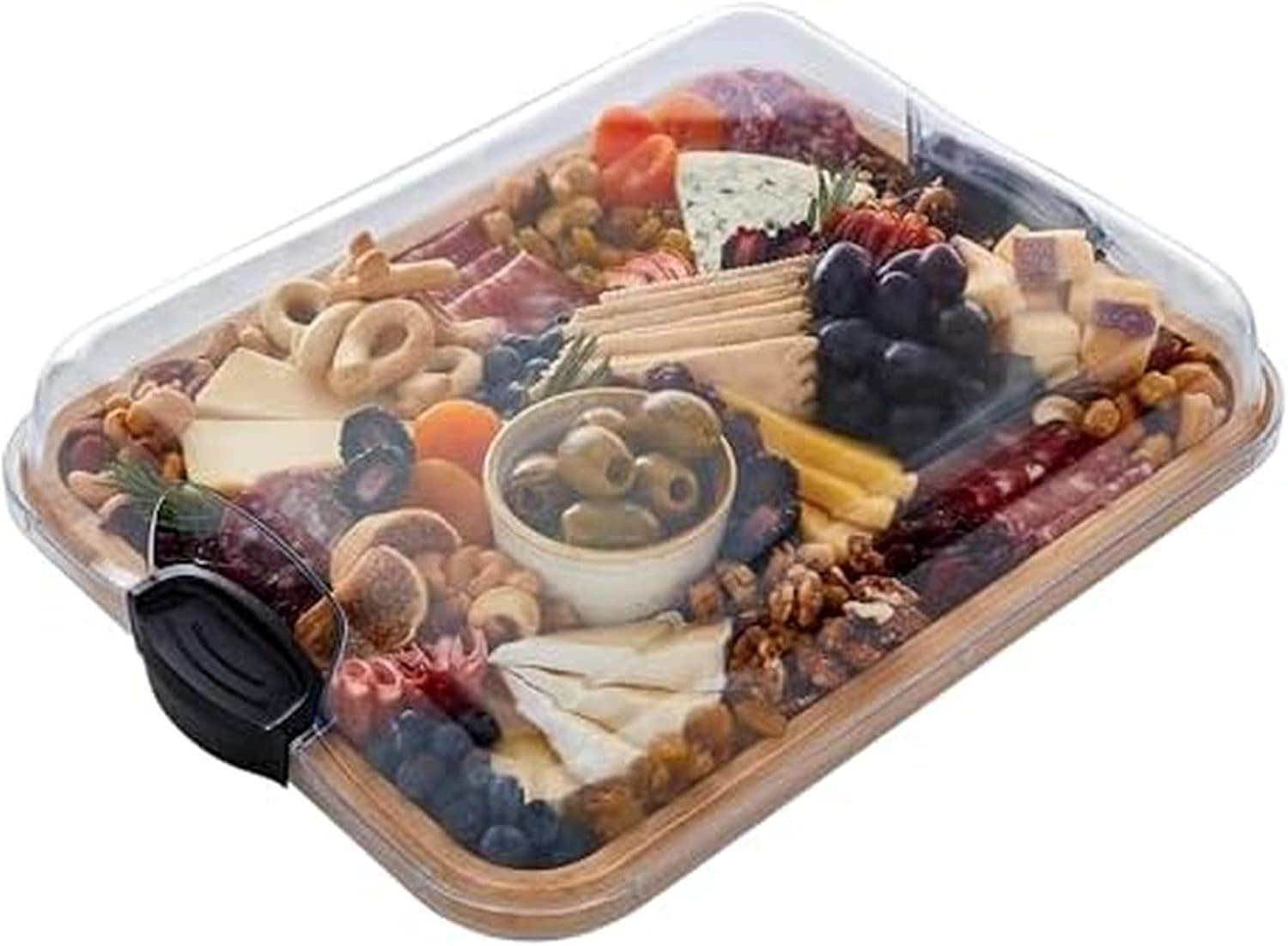 FAREBERWARE Build-A-Board Bamboo Cutting Board with Single Storage Compartment, Clear Locking Lid, Black Handles, Perfect for Charcuterie & Snacks, Pack of 2 | Amazon (US)