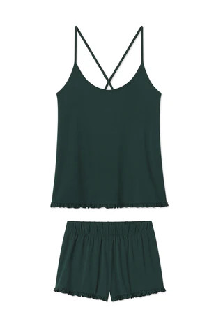 DreamKnit Charlotte Shorts Set in Conifer | Lake Pajamas