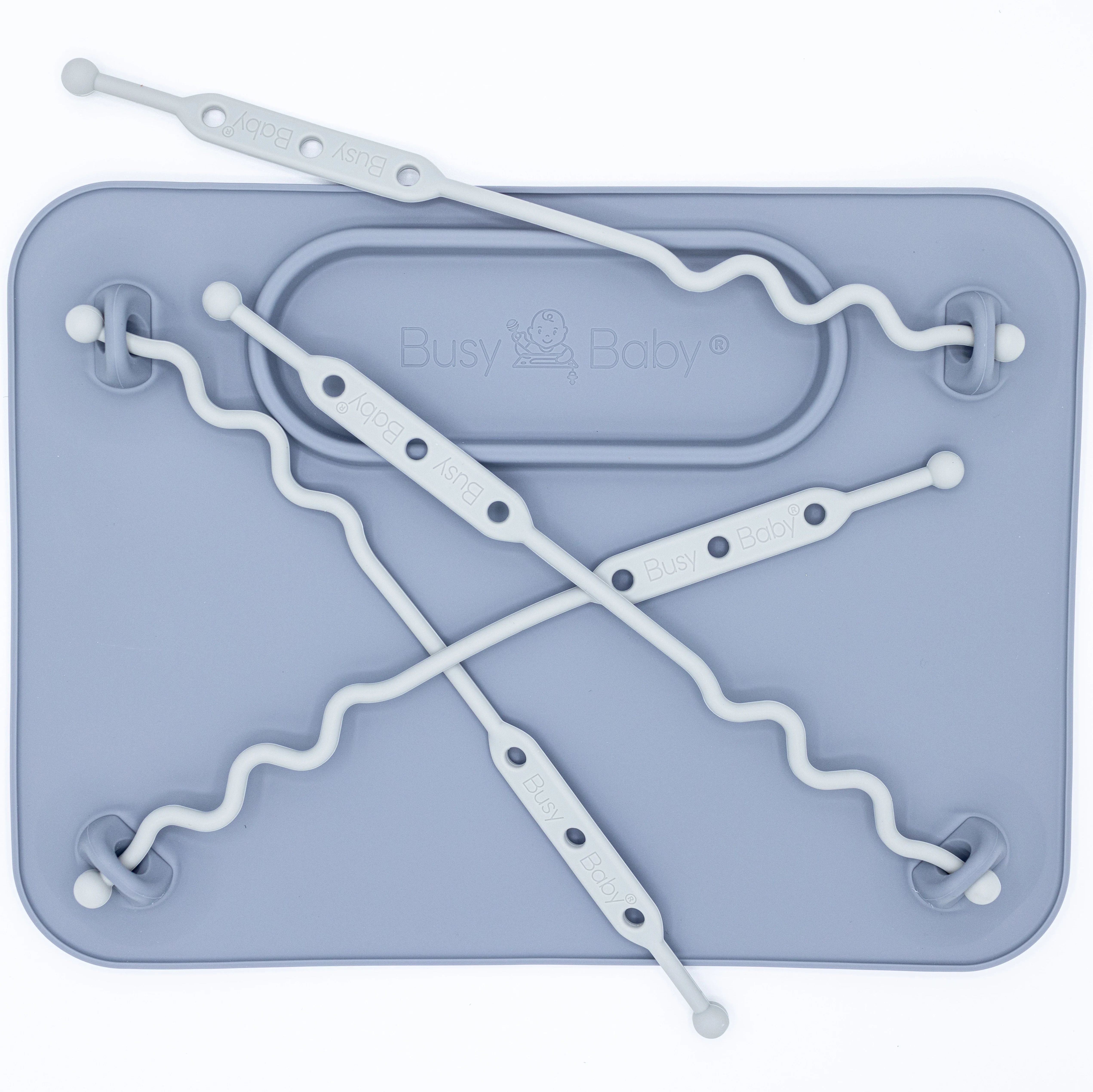 Busy Baby Silicone Mat with Suction Cups and Toy Straps, Pewter | Walmart (US)