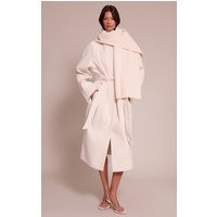 Cream High Neck Scarf Wool Look Maxi Coat | PrettyLittleThing US