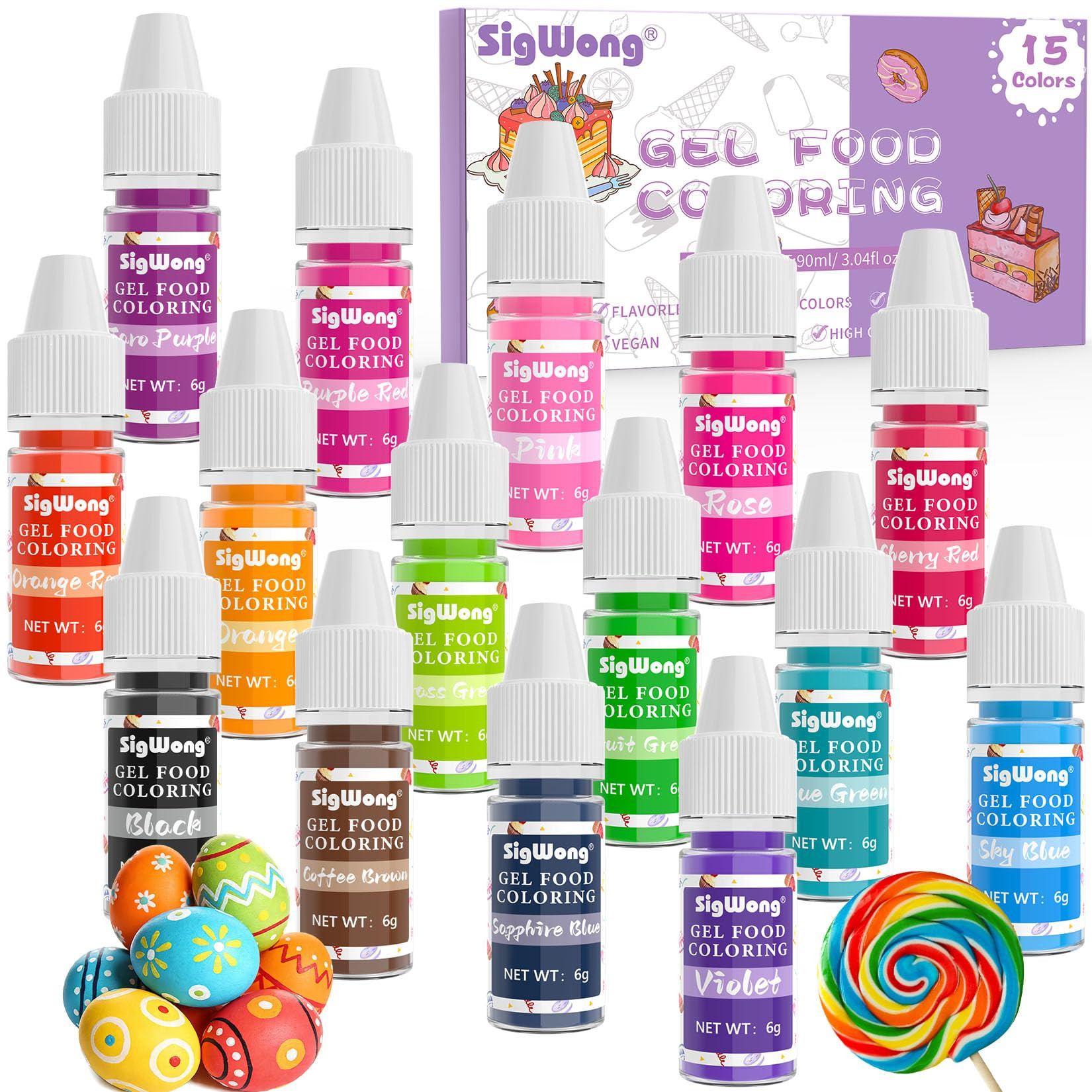 Gel Food Coloring - 15 Colors Flavorless Gel Based Food Color Dye, Vibrant Edible Concentrated Fo... | Amazon (US)