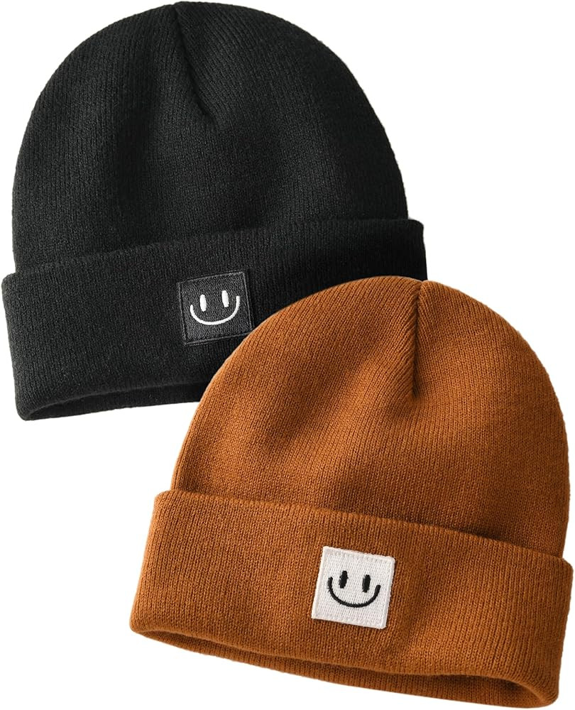 FURTALK Baby Beanie Cute Toddler Winter Hat Knit Boys Girls Warm 2 Pack Kids Embroidered Beanies ... | Amazon (US)