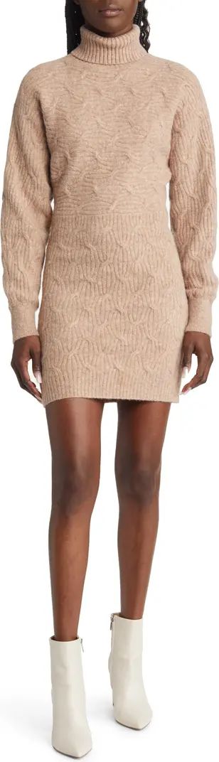 Lulus Fall Festivities Cable Stitch Turtleneck Sweater Dress | Nordstrom | Nordstrom