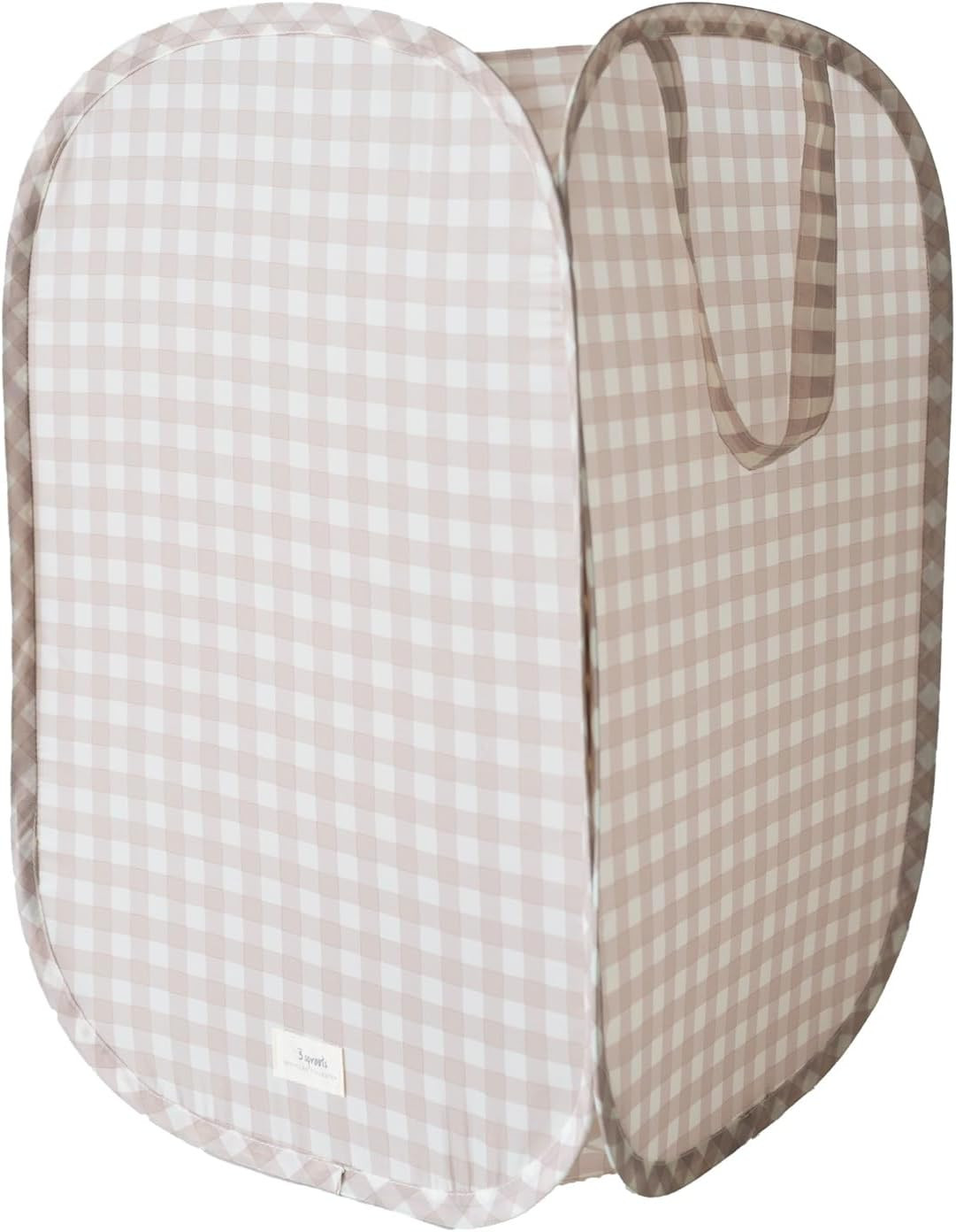 3 Sprouts Pop Up Hamper, Collapsible Laundry Basket, Gingham Beige | Amazon (US)