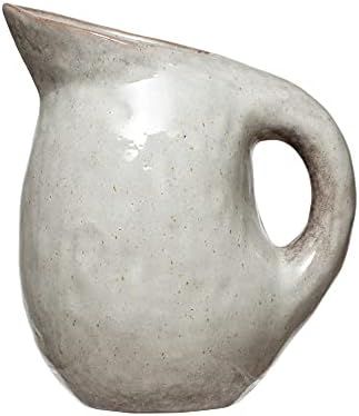 Bloomingville Neutral Reactive Glaze Stoneware Pitcher, 9.5", Bone | Amazon (US)
