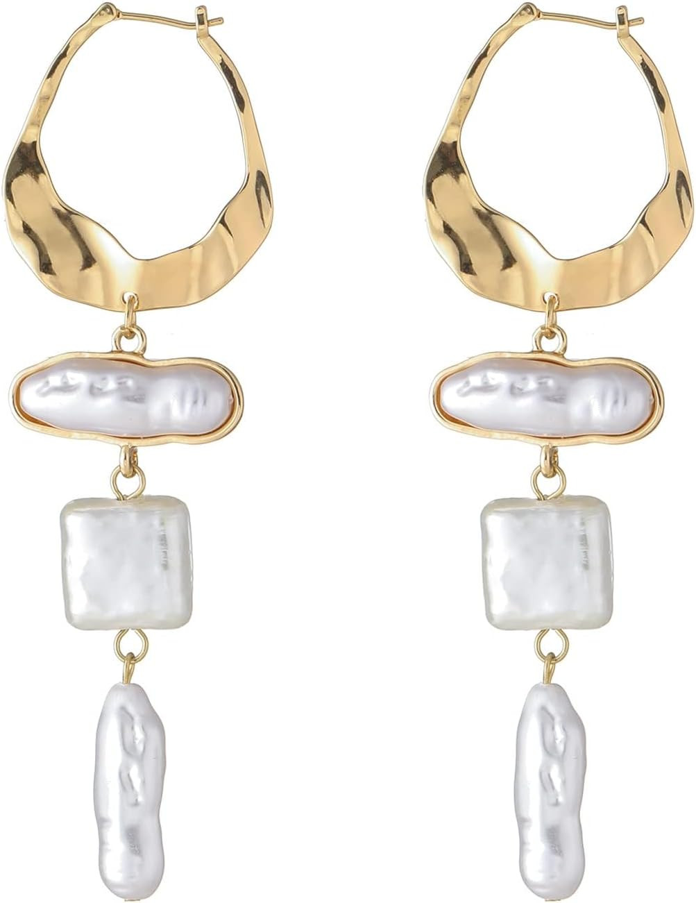 Statement Pearl Dangle Earrings, Gold and Large Pearl | Amazon (US)