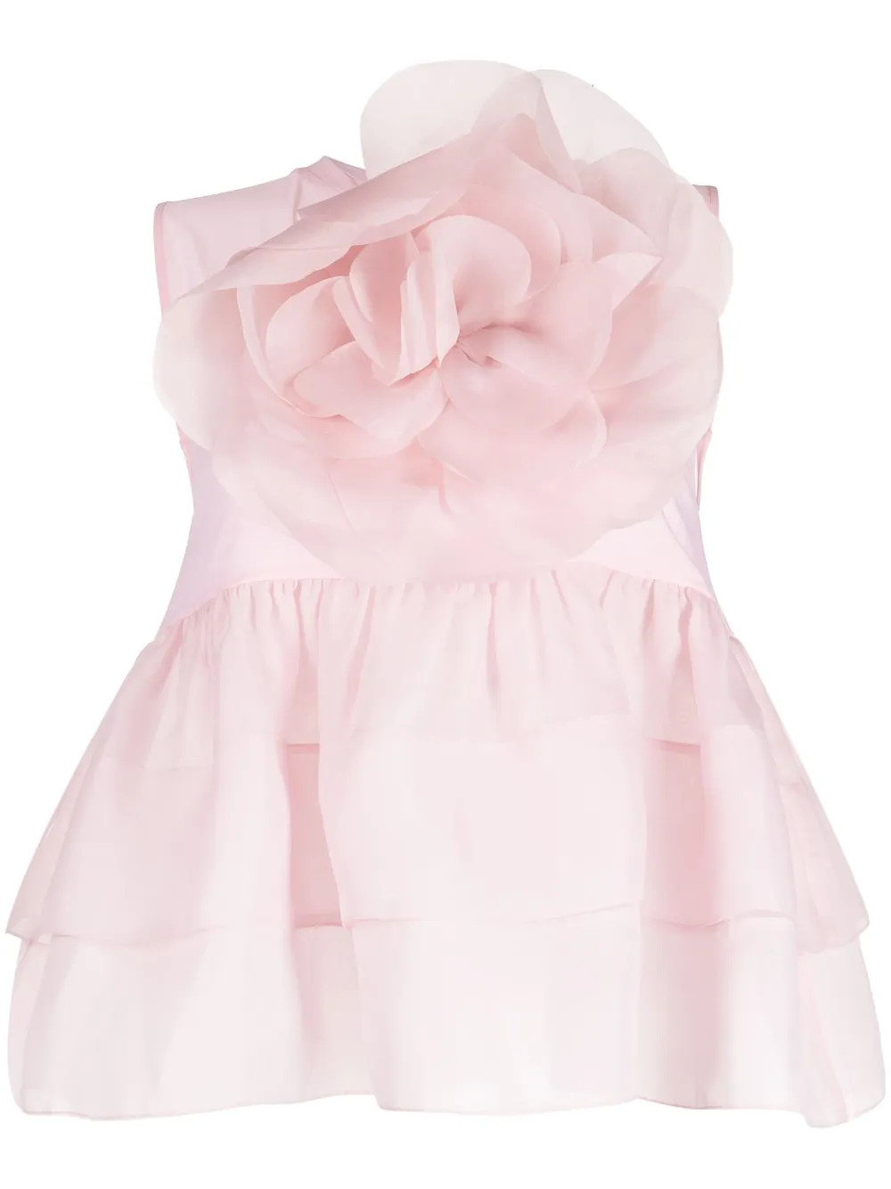 Cynthia Rowley floral-appliqué Organza Peplum Blouse | Pink | FARFETCH | Farfetch Global