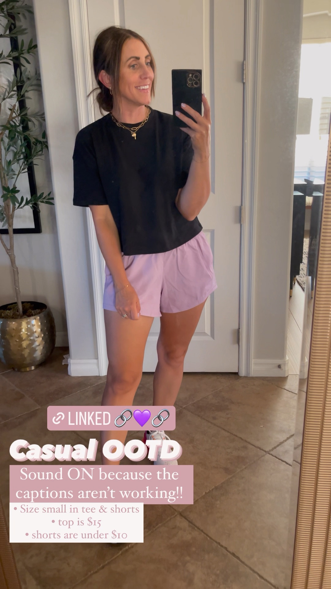 Size small boxy tee with size small lavender gym shorts 🖤💜

casual spring outfit idea, athleisure style 

#LTKVideo #LTKfindsunder50 #LTKActive