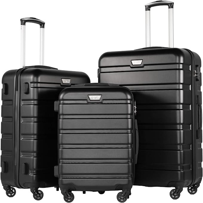 COOLIFE Luggage 3 Piece Set Suitcase Spinner Hardshell Lightweight TSA Lock 4 Piece Set | Amazon (US)