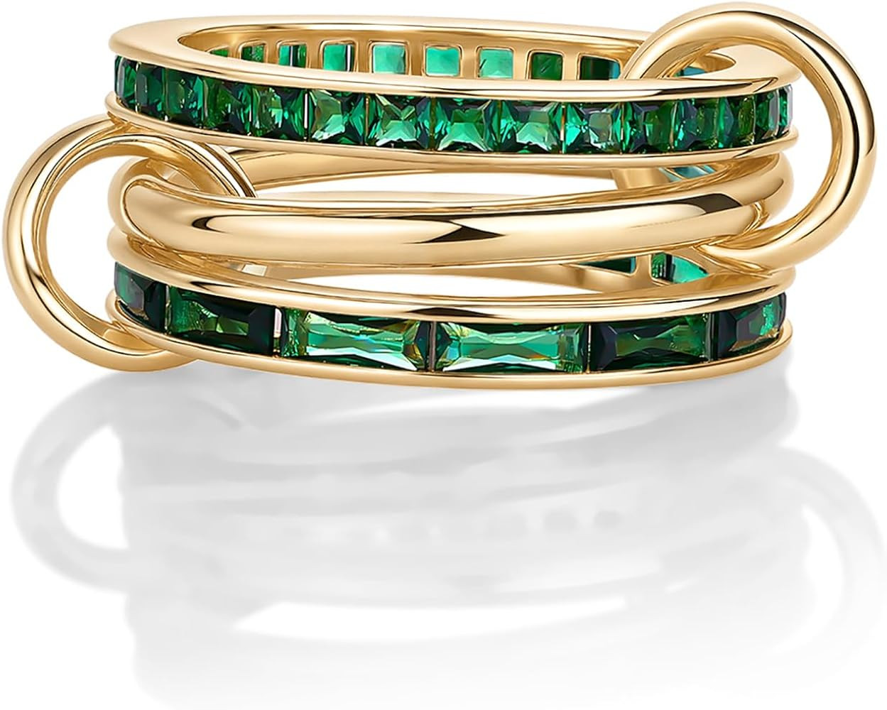 PAVOI 14K Gold Plated Interlocking Ring for Women - Chunky Connected Bands Interlock Stackable Ri... | Amazon (US)