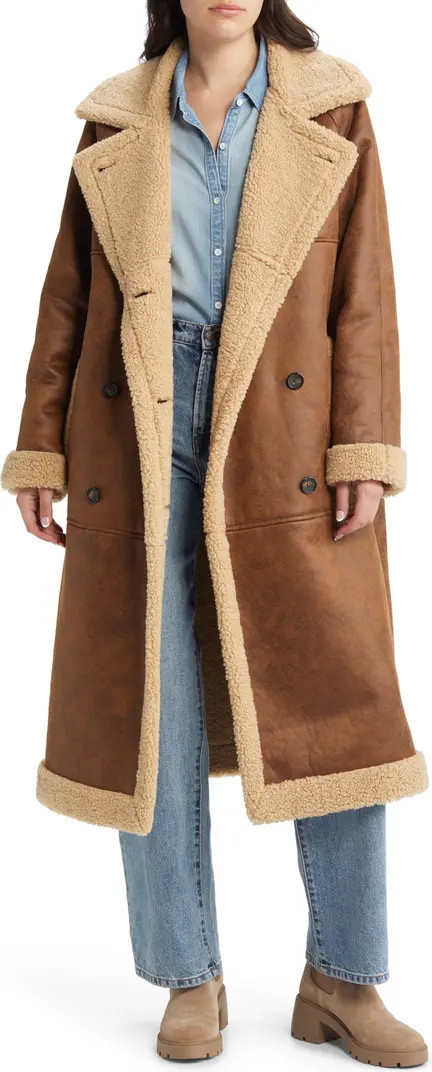 Notch Collar Faux Shearling Coat | Nordstrom