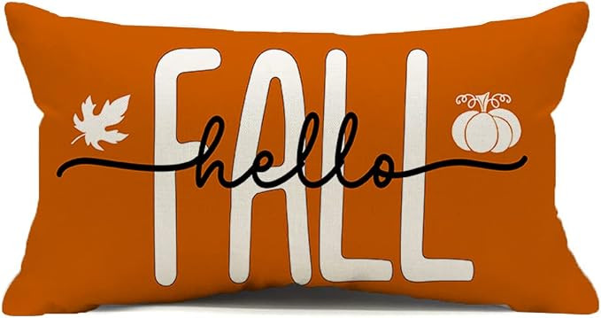 Hello Fall Pillow Covers 12x20,Hello Pumpkin Autumn Decorations Pillow Covers Outdoor Pillows Dec... | Amazon (US)