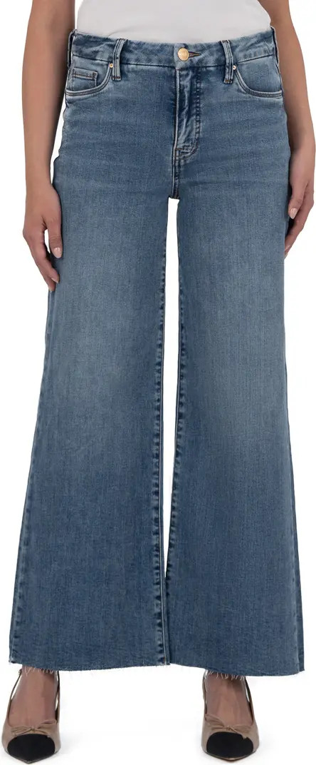 KUT from the Kloth Meg Fab Ab High Waist Raw Hem Ankle Wide Leg Jeans | Nordstrom | Nordstrom