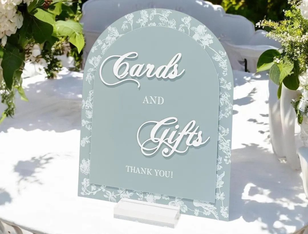 3D ARCH Cards and Gifts Thank You Blue Toile Floral Chinoiserie Bridal Shower or Wedding Receptio... | Etsy (US)