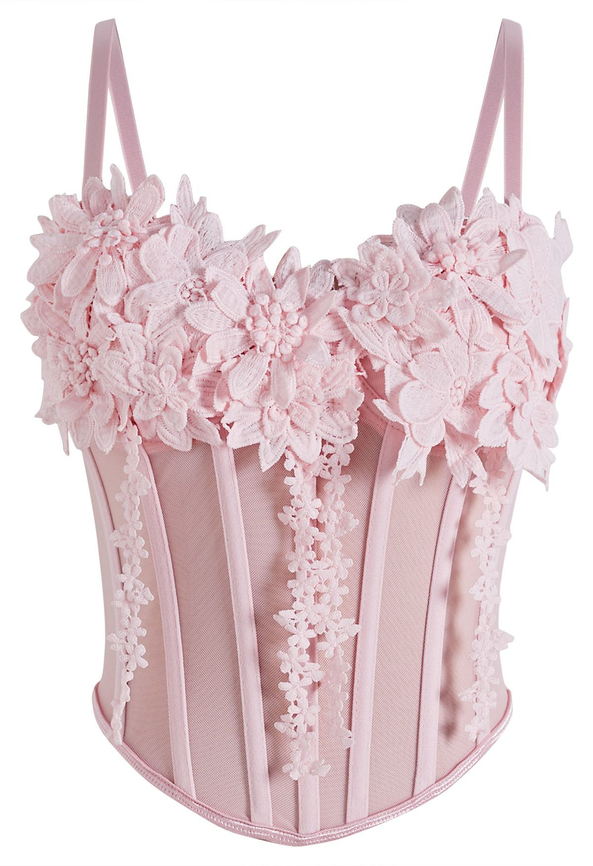 3D Floral Applique Mesh Bustier Top for Garden Parties & Bridal Showers | Chicwish