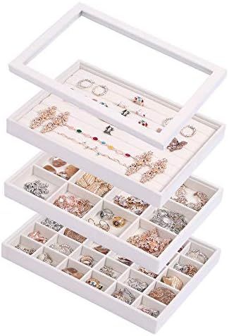 Coward Velvet Stackable Jewelry Organizer Tray for Drawer with Lid Earring Storage Box Ring Holde... | Amazon (US)
