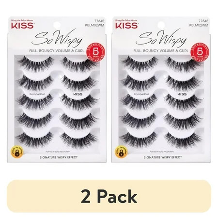 (2 pack) KISS So Wispy False Eyelashes Multipack Pompadour 12mm 5 Pairs | Walmart (US)