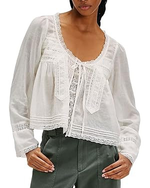 Women Y2k Long Sleeve Shirts Ruffles Lace Trim Sheer Mesh See Through Round Neck Going Out Tank T... | Amazon (US)