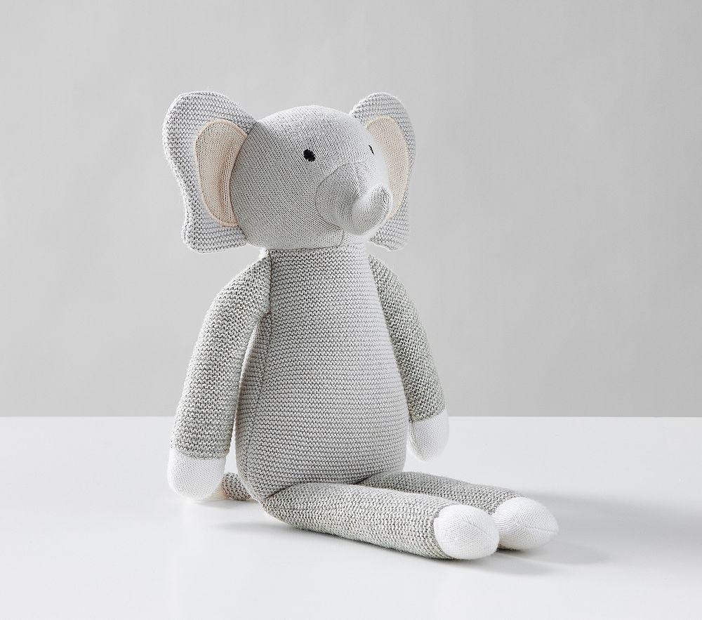 Organic Knit Plush Elephant, Gray | Pottery Barn Kids