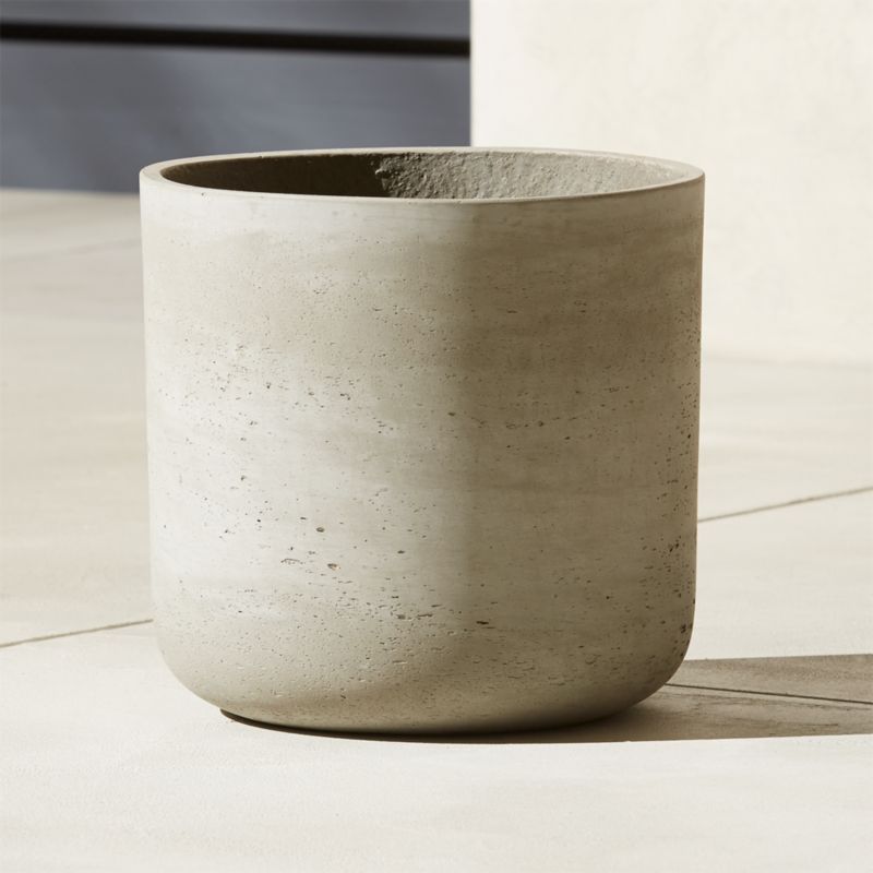 Seminyak Modern Grey Cement Outdoor Planter XS + Reviews | CB2 | CB2