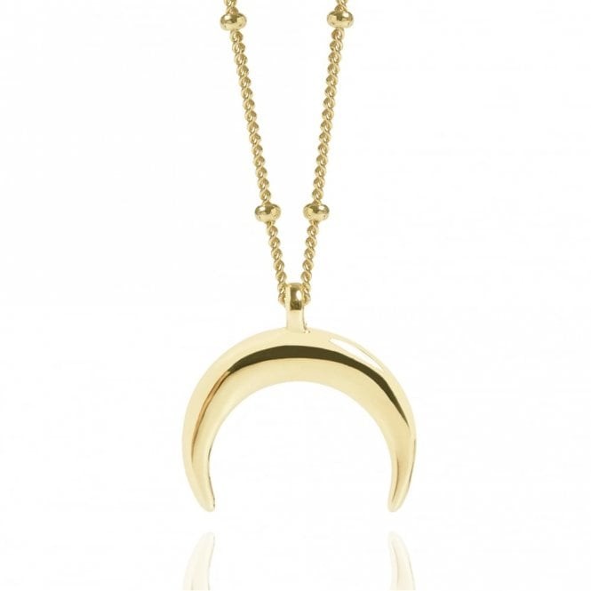 Gold Drop Crescent Moon Necklace With Bead Chain | www.murujewellery.com