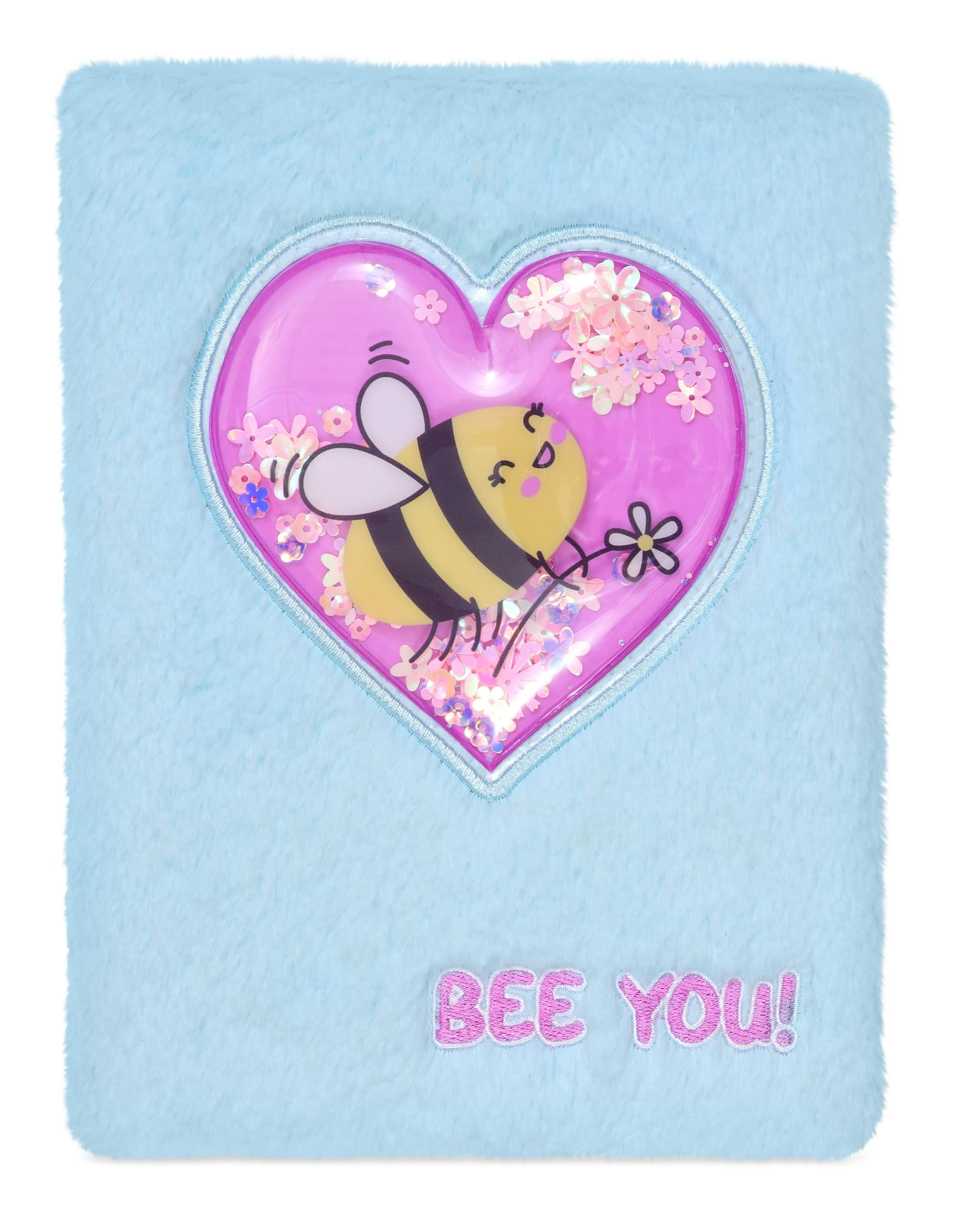 iscream Plush Fur Floating Glitter Book-Bound Lined-Page 8.5" Journal - Bee Loved | Amazon (US)
