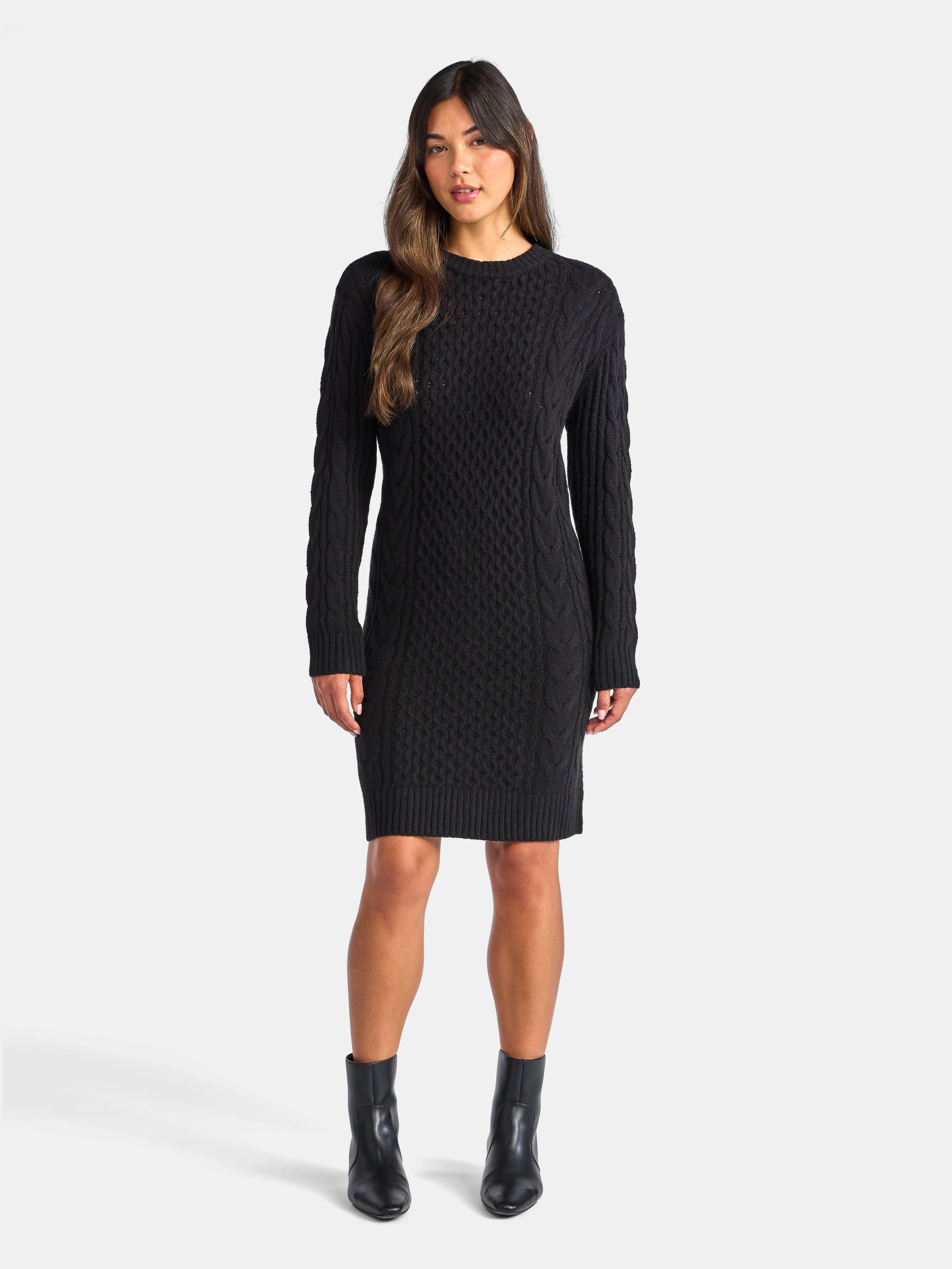 Time and Tru Women's Cable Knit Sweater Dress, Sizes XS-XXL | Walmart (US)