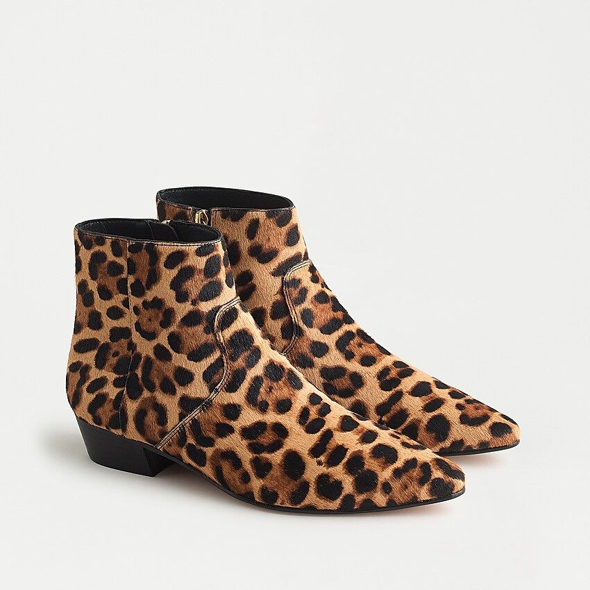 Pointy-toe boots in leopard-print calf hair | J.Crew US