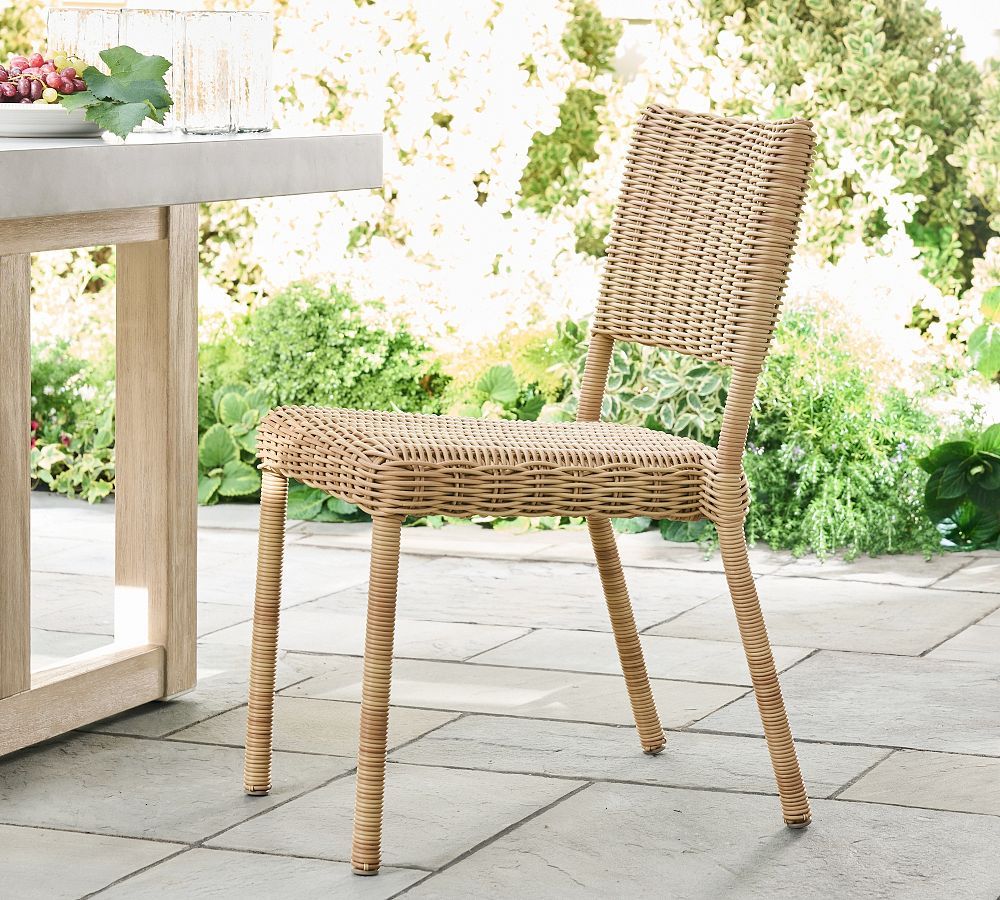 Huntington Wicker Stacking Outdoor Dining Chair | Pottery Barn (US)
