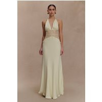 Dinah Lace And Satin Maxi Dress - Lemon I MESHKI I Size M | MESHKI US